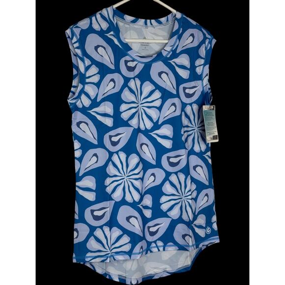 Gymwrap CloudKnit Everyday Tank Top Blue Floral Sleeveless Shirt Women’s Small - Picture 6 of 14